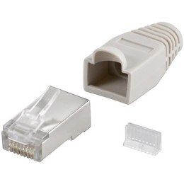Goobay Goobay 68746 RJ45 plug, CAT 5e STP shielded with strain-relief boot, grey Goobay