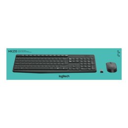 Logitech Logitech | MK235 | Zestaw klawiatura i mysz | Bezprzewodowy | Mysz w zestawie | Baterie w zestawie | USA | Czarny | 475 g