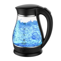 Adler Adler | Czajnik | AD 1274 | Standard | 2200 W | 1,7 L | Plastik/szkło | Podstawa obrotowa 360° | Czarny/przezroczysty