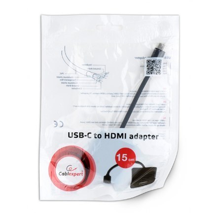 Cablexpert Adapter wideo Cablexpert | 19-pinowe HDMI typu A | żeńskie | 24-pinowe USB-C | męskie | czarne | 0,15 m