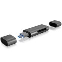 Raidsonic Icy box IB-CR200-C Czytnik kart SD/MicroSD (TF) USB 2.0 z interfejsem Type-C i -A do micro USB (OTG), antracytowy Raidsonic | Ze