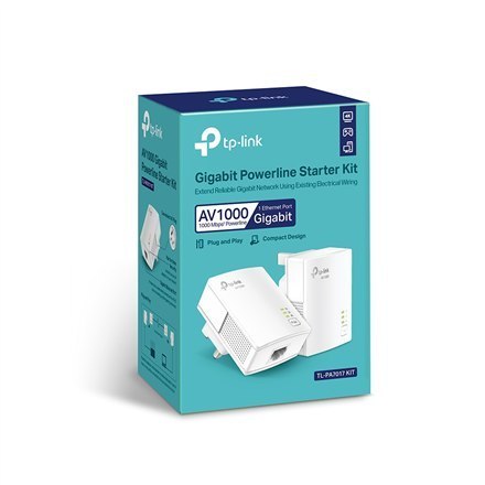 TP-LINK TP-LINK | Gigabit Powerline Starter Kit | TL-PA7017 KIT | 10/100/1000 Mbit/s | Porty Ethernet LAN (RJ-45) 1 | Brak Wi-Fi | Prędk
