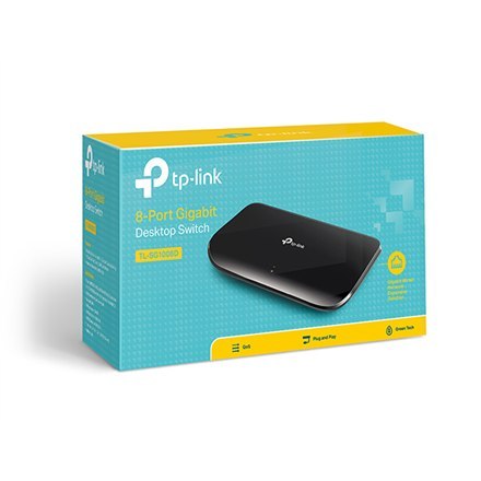 TP-LINK TP-LINK | Przełącznik | TL-SG1008D | Niezarządzalny | Desktop | 1 Gb/s (RJ-45) ilość portów 8 | Typ zasilania Zewnętrzny | 36 mi