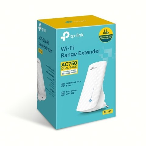 TP-LINK TP-LINK | RE190 | Extender | 802.11ac | 2.4GHz/5GHz | 300+433 Mbit/s | Mbit/s | Porty Ethernet LAN (RJ-45) | MU-MiMO Nie | Brak 
