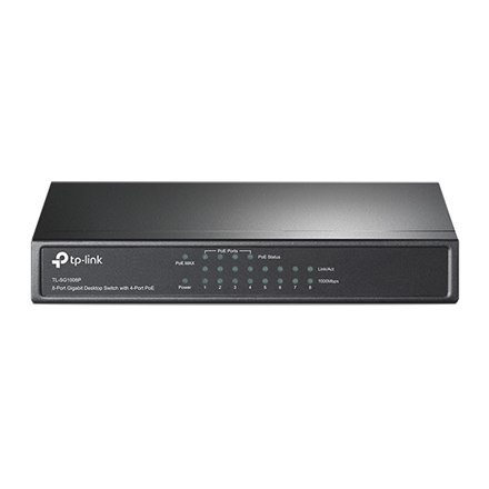 TP-LINK TP-LINK | Switch | TL-SG1008P | Niezarządzalny | Desktop | Porty 1 Gb/s (RJ-45) w liczbie 8 | Porty PoE w liczbie 4 | Typ zasila