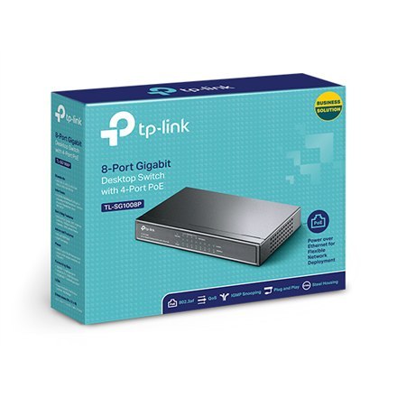 TP-LINK TP-LINK | Switch | TL-SG1008P | Niezarządzalny | Desktop | Porty 1 Gb/s (RJ-45) w liczbie 8 | Porty PoE w liczbie 4 | Typ zasila