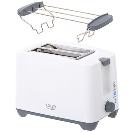 Adler Sp. z o.o. Adler | AD 3216 | Toster | Moc 750 W | Liczba gniazd 2 | Materiał obudowy Plastik | Biały