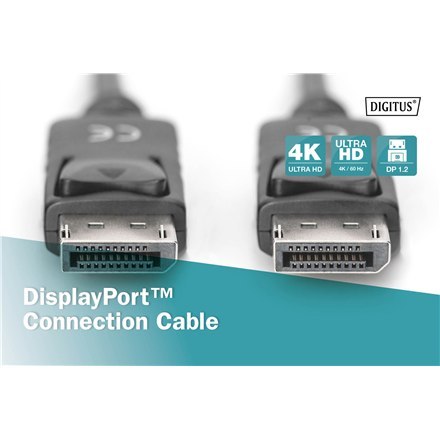 Digitus Digitus | Kabel DisplayPort | Męski | 20-pinowy DisplayPort | Męski | 20-pinowy DisplayPort | 1 m | Czarny