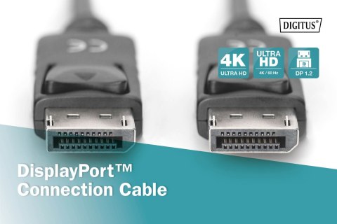 Digitus Digitus | Kabel DisplayPort | Męski | 20-pinowy DisplayPort | Męski | 20-pinowy DisplayPort | 1 m | Czarny
