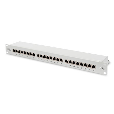 Digitus Digitus | Patch Panel | DN-91524S | Biały | Kategoria: CAT 5e; Porty: 24 x RJ45; Wytrzymałość: 7,7 kg; Siła wkładania: maks. 30 