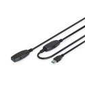 Digitus Digitus | Przedłużacz USB | Żeńskie | 9-pinowe USB typu A | Męskie | Czarne | 9-pinowe USB typu A | 10 m