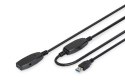Digitus Digitus | Przedłużacz USB | Żeńskie | 9-pinowe USB typu A | Męskie | Czarne | 9-pinowe USB typu A | 10 m
