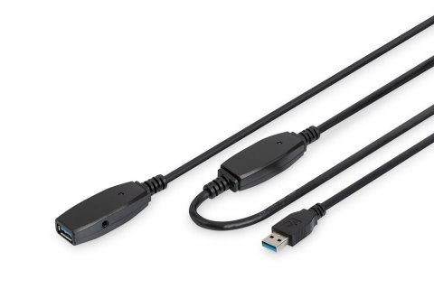 Digitus Digitus | Przedłużacz USB | Żeńskie | 9-pinowe USB typu A | Męskie | Czarne | 9-pinowe USB typu A | 10 m