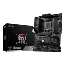 MSI MSI | B550-A PRO | Rodzina procesorów AMD | Gniazdo procesora AM4 | DDR4 DIMM | Gniazda pamięci 4 | Obsługiwane interfejsy dyskó