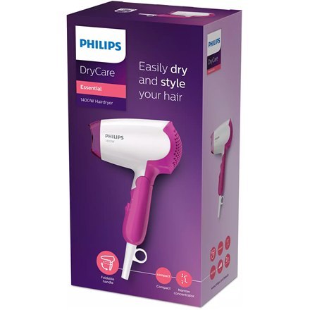 Philips Philips | Suszarka do włosów | BHD003/00 | 1400 W | Liczba ustawień temperatury 2 | Biały/różowy