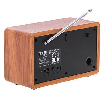 Adler Adler | AD 1184 | Radio DAB+ Bluetooth | Czarny/brązowy | Funkcja alarmu