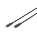 Digitus Digitus | Przedłużacz USB-C | Żeńskie | 24-pinowe USB-C | Męskie | Czarne | 24-pinowe USB-C | 2 m