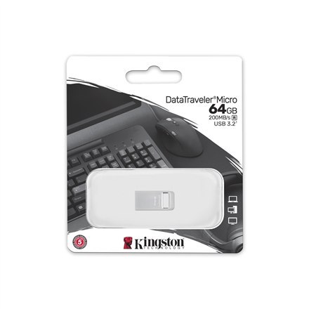 Kingston Kingston | USB 3.2 Flash Drive | DataTraveler micro | 64 GB | USB 3.2 | Silver