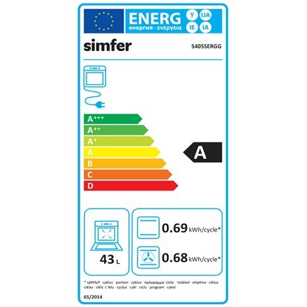 Simfer Simfer | Kuchenka | 5405SERGG | Typ płyty gazowa | Typ piekarnika elektryczna | Stal nierdzewna | Szerokość 50 cm | Zapłon elekt