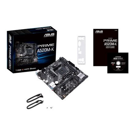 Asus Asus | PRIME A520M-K | Rodzina procesorów AMD | Gniazdo procesora AM4 | DDR4 | Gniazda pamięci 2 | Obsługiwane interfejsy dysków