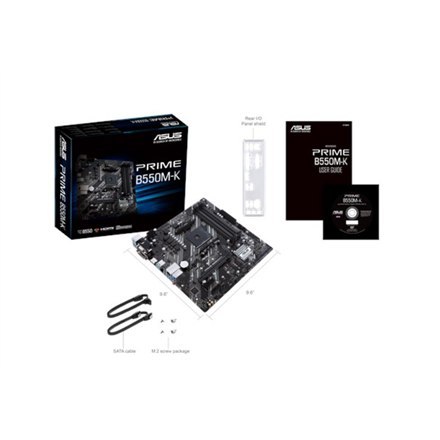 Asus Asus | PRIME B550M-K | Gniazda pamięci 4 | Chipset AMD B | Micro ATX | Rodzina procesorów AMD | Gniazdo procesora AM4 | DDR4