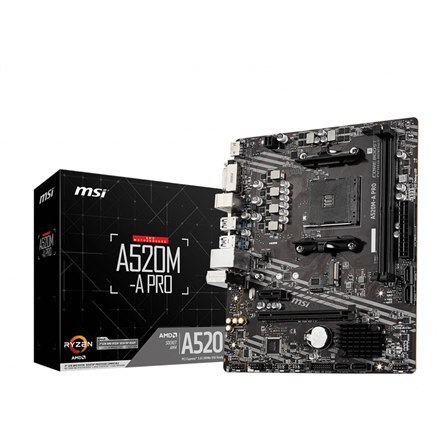 MSI MSI | A520M-A PRO | Rodzina procesorów AMD | Gniazdo procesora AM4 | DDR4 | Gniazda pamięci 2 | Liczba złączy SATA | Chipset AMD