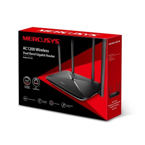 Mercusys Mercusys | AC1200 Wireless Dual Band Gigabit Router | AC12G | 802.11ac | 300+867 Mbit/s | 10/100/1000 Mbit/s | Ethernet LAN (RJ-