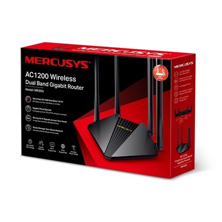Mercusys Mercusys | Bezprzewodowy dwuzakresowy router gigabitowy AC1200 | MR30G | 802.11ac | 867+300 Mbit/s | Mbit/s | Porty Ethernet LAN