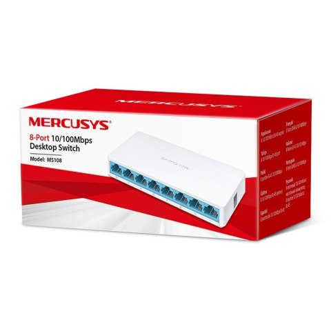 Mercusys Mercusys | Switch | MS108 | Niezarządzany | Desktop | Ilość portów 10/100 Mbps (RJ-45) 8 | Ilość portów 1 Gbps (RJ-45) | Ilość p