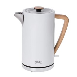 Adler Czajnik elektryczny Adler AD 1347w, 2200 W, 1.5 L, ze stali nierdzewnej, biały, obrotowa podstawa 360°.