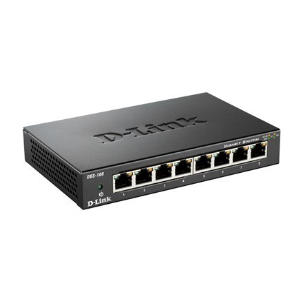 D-Link D-Link | Switch | DGS-108/E | Niezarządzany | Desktop | Ilość portów 10/100 Mbps (RJ-45) | Ilość portów 1 Gbps (RJ-45) 8 | Ilość