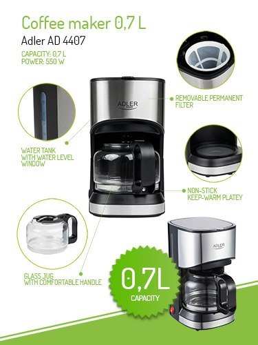 Adler Ekspres przelewowy Adler AD 4407 (550W; kolor czarny)