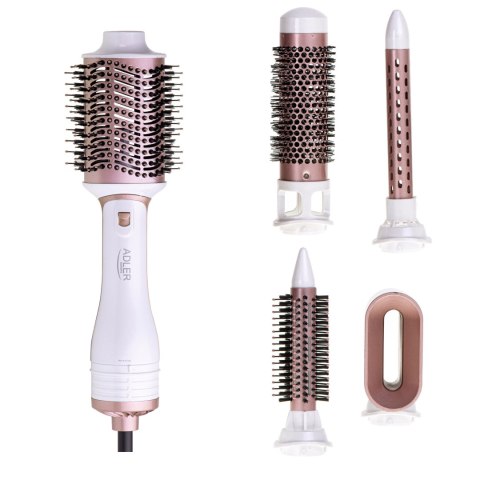 Adler Adler Styler 5 w 1 AD 2027, 1200 W, 2 poziomy temperatury, kolor Perłowa Biała/Różowe Złoto, z 5 wymiennymi końcówkami do styliz