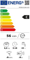 Indesit Washing machine MTWSA 61294 W EE, C, Front loading, Washing capacity 6 kg, 1151 RPM, Depth 42,5 cm, White