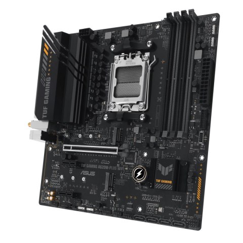 Asus Asus | TUF GAMING A620M-PLUS WIFI | Rodzina procesorów AMD | Gniazdo procesora AM5 | DDR5 DIMM | Gniazda pamięci 4 | Obsługiwane