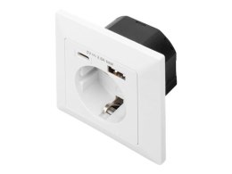 Digitus Digitus | Wtyczka bezpieczeństwa do montażu podtynkowego z 1 x USB Type-C, 1 x USB A