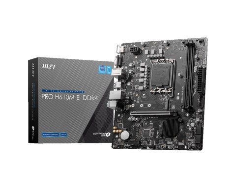 MSI MSI | PRO H610M-E DDR4 | Rodzina procesorów Intel | Gniazdo procesora LGA1700 | DDR4 DIMM | Gniazda pamięci 2 | Obsługiwane inte