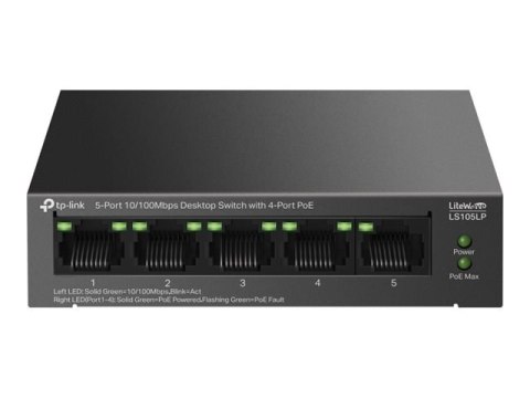 TP-LINK TP-LINK LS105LP 5-Port 10/100 Mbps Desktop Switch with 4-Port PoE