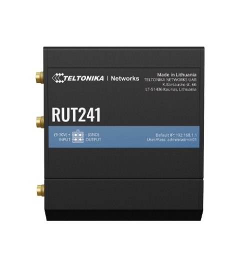 Teltonika Router LTE | RUT241 | 802.11n | 10/100 Mbit/s | Porty Ethernet LAN (RJ-45) 2 | Obsługa sieci mesh Nie | MU-MiMO Nie | 2G/3G/4G |