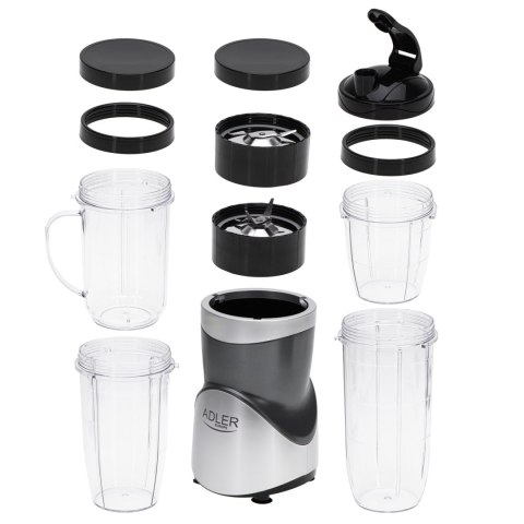 Adler Sp. z o.o. Adler Blender Smoothie Set | AD 4084 | Tabletop | 1200 W | Materiał słoika BPA-Free | Pojemność słoika 0,3+0,5+0,5+0,7 L | Krusz