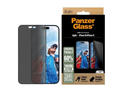PanzerGlass PanzerGlass Privacy Screen Protector iPhone 16 / iPhone 15 | Ultra-Wide Fit