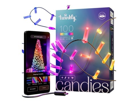 Twinkly Twinkly Candies 100 diod LED RGB w kształcie świec, przezroczysty przewód, USB-C|Twinkly