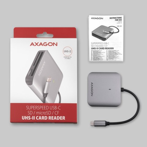 AXAGON AXAGON Aluminum high-speed USB-C 3.2 Gen 1 memory card reader, 3 slots | CRE-S3C