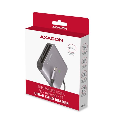 AXAGON AXAGON Aluminum high-speed USB-C 3.2 Gen 1 memory card reader, 3 slots | CRE-S3C
