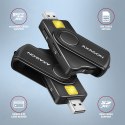AXAGON AXAGON Compact travel USB-A + USB-C contact Smart/ID card and SD/microSD/SIM card reader | CRE-SMP2A
