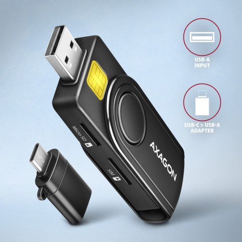 AXAGON AXAGON Compact travel USB-A + USB-C contact Smart/ID card and SD/microSD/SIM card reader | CRE-SMP2A