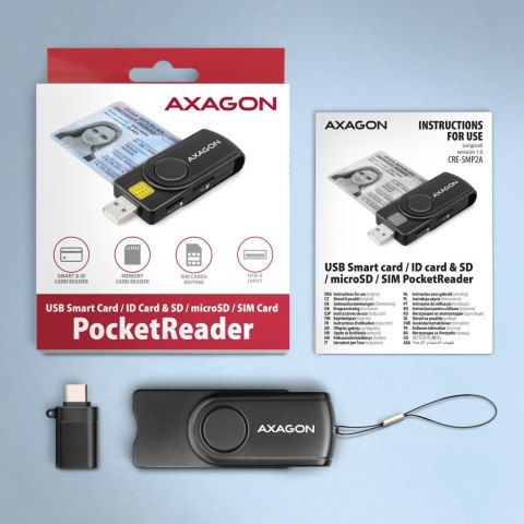 AXAGON AXAGON Compact travel USB-A + USB-C contact Smart/ID card and SD/microSD/SIM card reader | CRE-SMP2A
