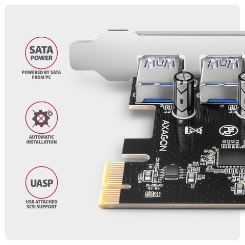 AXAGON AXAGON PCI-Express card with four external USB-A 5Gbps ports | PCEU-430RS