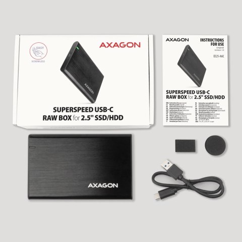 AXAGON AXAGON Screwless aluminum USB 3.2 Gen 1 - SATA 6G external box for 2.5" SSD/HDD
