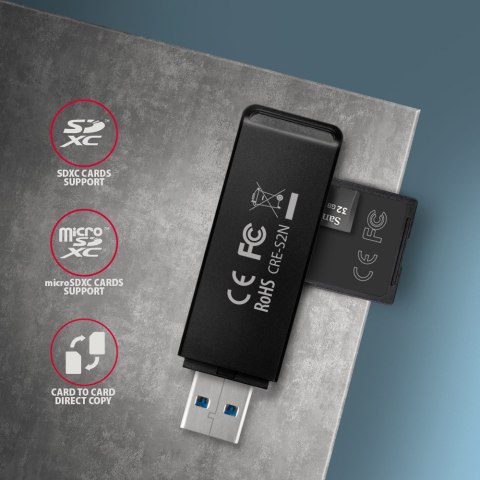 AXAGON AXAGON Slim super-speed USB 3.2 Gen 1 card reader with a direct USB-A connector | CRE-S2N